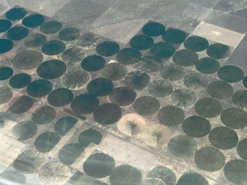 Aerial photo of irrigaton in Midwest, pattern